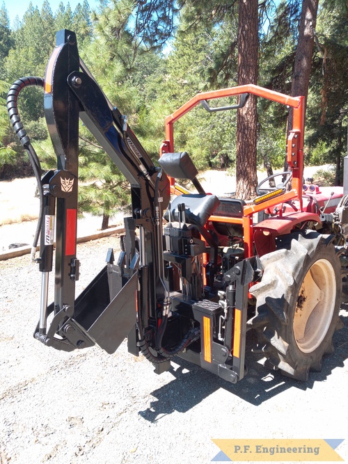 Eric L. in West Point CA built the Micro Hoe for his Yanmar tractor | Eric L. West Point CA micro hoe on Yanmar compact diessel tractor right rear view