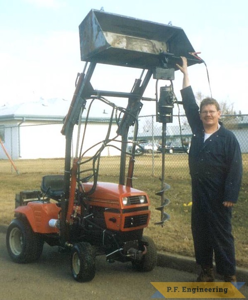 Blair uses this DC powered Auger attachment for digging post holes | Ariens GT17 Garden Tractor Loader_1