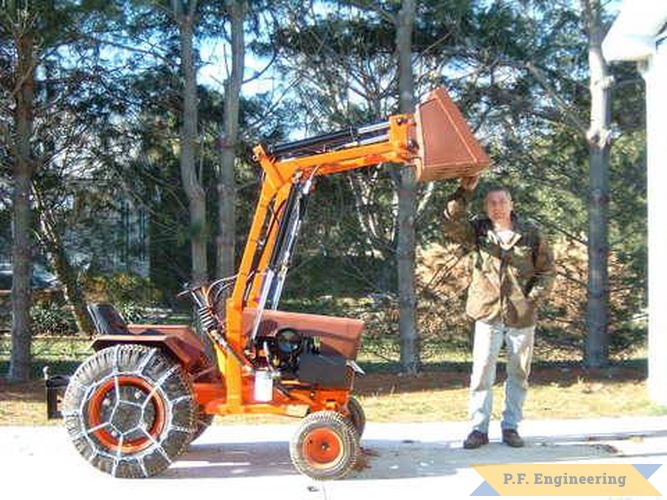 Domenico S. from Vineland, NJ fabricated this nice looking loader for his Case 444 garden tractor | Case 444 garden tractor loader_1