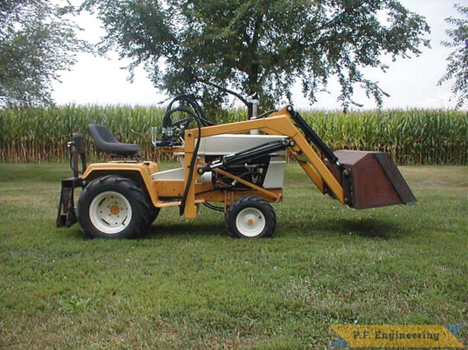 Andy T. of Chatsworth, IL in the process of building this loader and micro hoe for his Cub Cadet 1450 garden tractor. | Cub Cadet 1450 Garden Tractor Loader_1