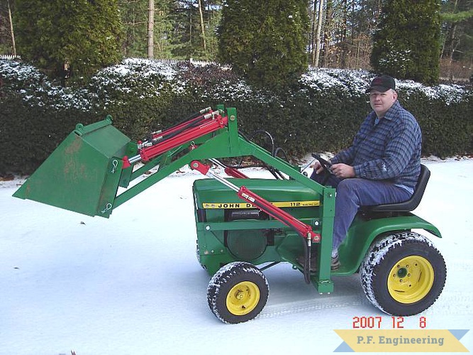 Dennis G. from Southampton, MA aboard his John Deere 112 garden tractor loader | John Deere 112 Garden Tractor Loader_1