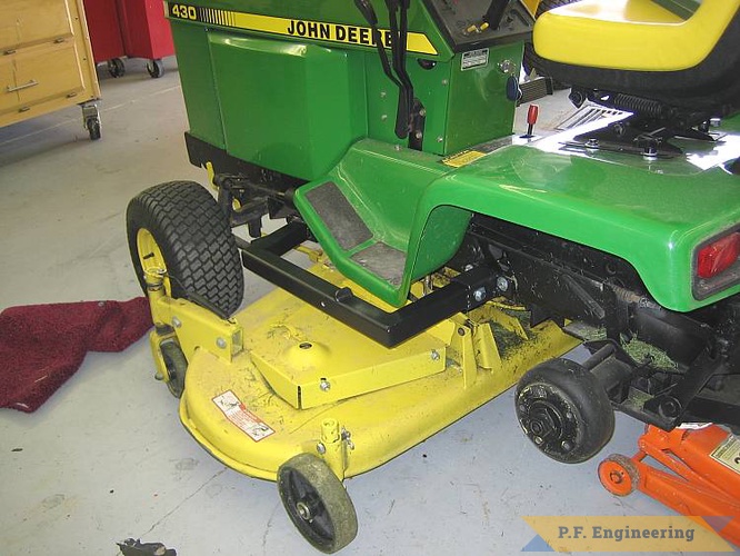 Gerry chose to do the Side Frame mounted sub frame to allow clearance for the mower deck at the same time, great work Gerry! | John Deere 430 Garden Tractor Loader_3