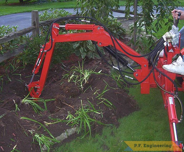 Bill M. of Wayne, IN pictured here built this Micro Hoe (and loader) for his Economy Power King compact tractor. great work Bill! | Economy Power King compact tractor Micro Hoe_1