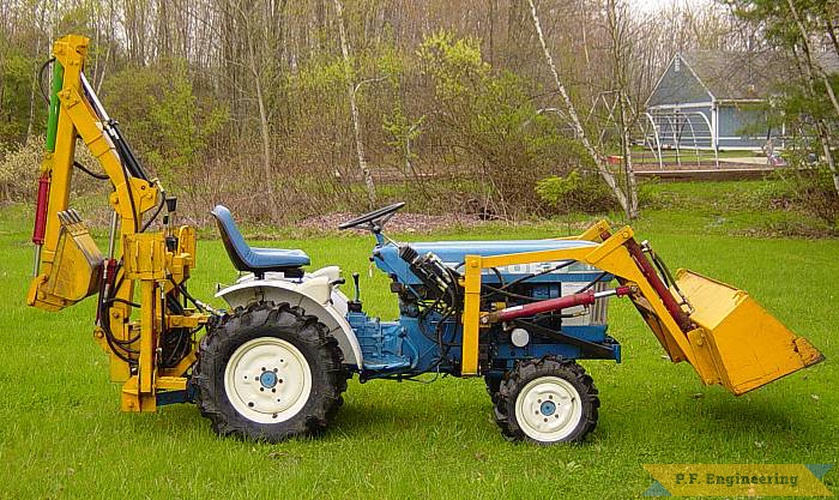 Paul F. in Amherst Ma (hey, that's me!) built this Micro Hoe (and loader) for his Ford 1110 compact diesel tractor | Ford 1110 compact tractor Micro Hoe_1