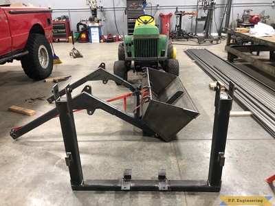 John Deere 420 towers and subframe welded together